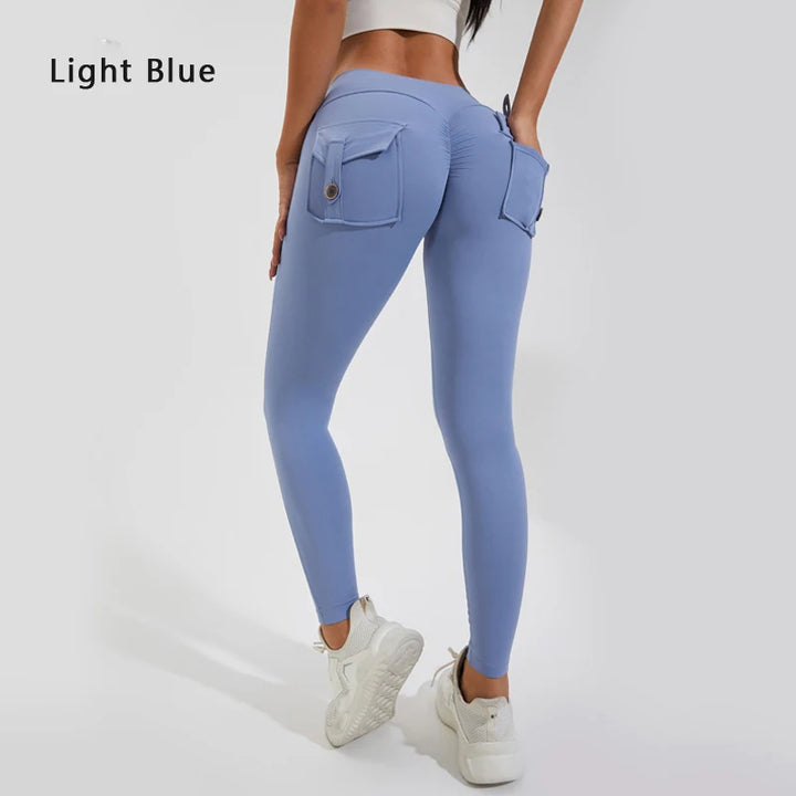 Women's Nylon Yoga Pants with Butt Pocket, Breathable Sports Leggings