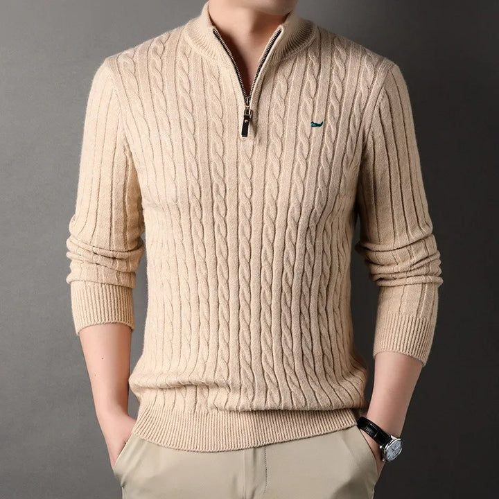 Men's Half-High Collar Zipper Knitting Sweater