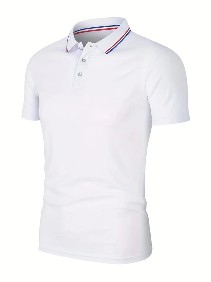 Men's Casual Breathable Solid Color Short Sleeve Polo Shirt