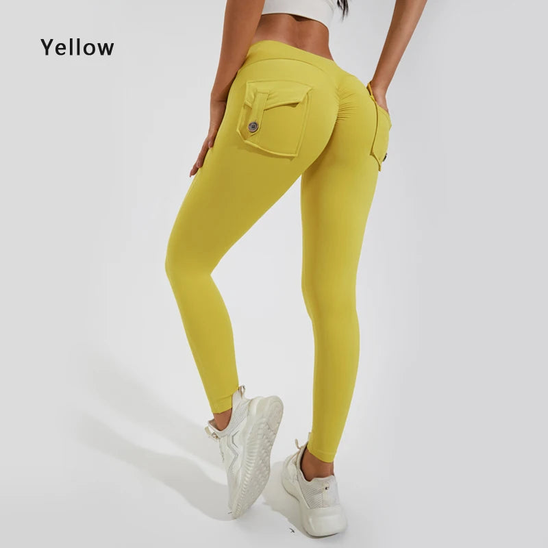 Women's Nylon Yoga Pants with Butt Pocket, Breathable Sports Leggings