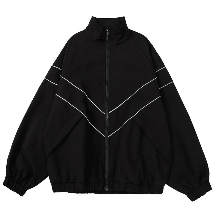 Men's Reflective Striped Windbreaker Coat for Hip Hop Streetwear