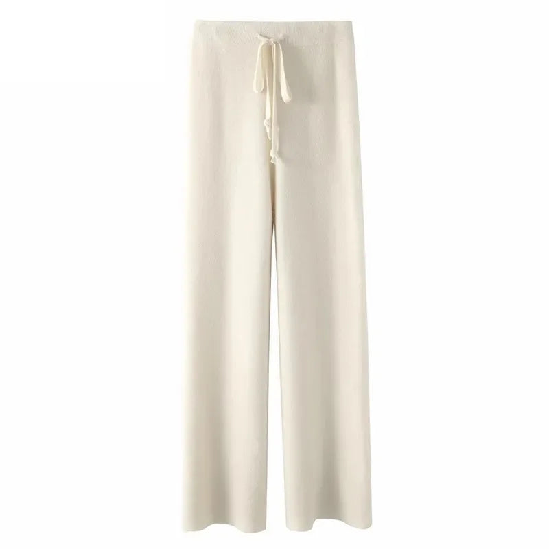 Women's Refined Knit Wide Leg Drawstring Lounge Pants