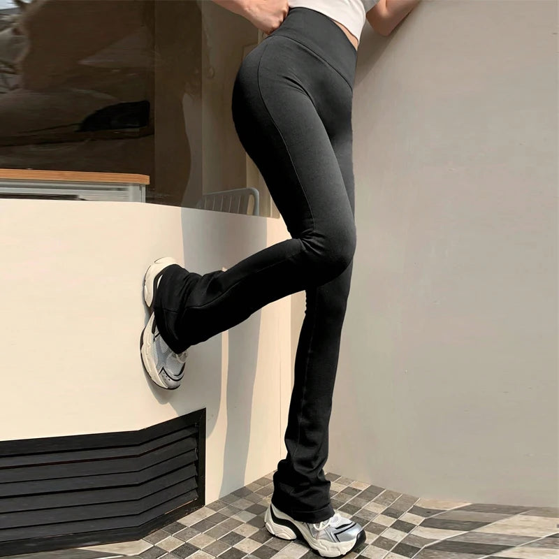 Women's High Waist Compression Seamless Micro Flared Yoga Leggings Pants