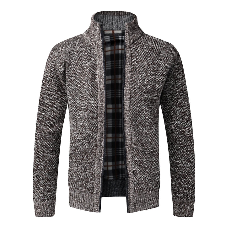 Men's Warm Fleece Cardigan Full Zip Slim Fit Knitted Sweater