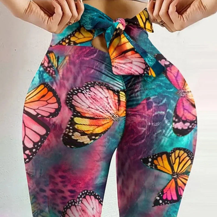Women's High Waist Butterfly Printed Yoga Leggings for Fitness