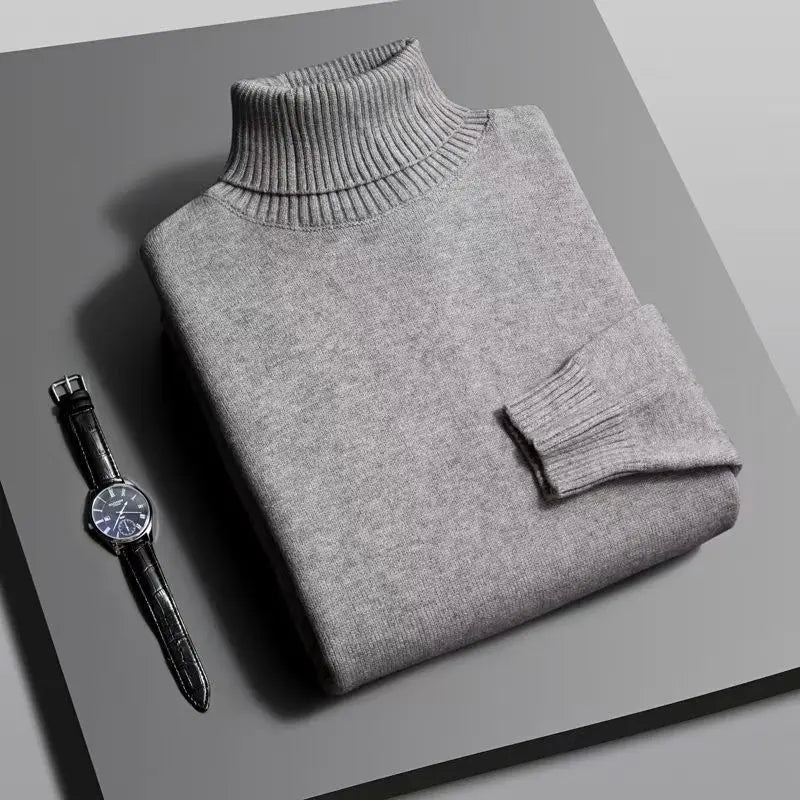 Men's High-Quality Knitted Turtleneck Sweater Slim Fit Long Sleeve