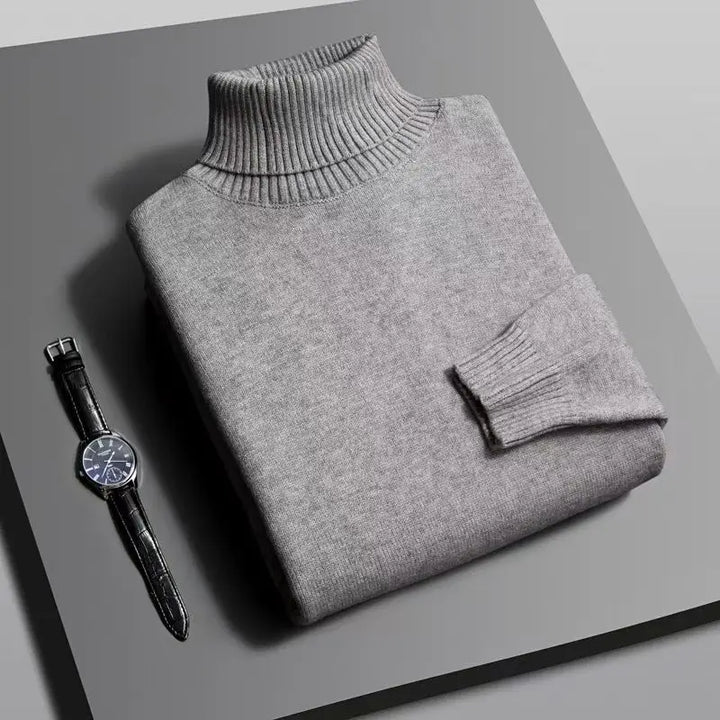 Men's High-Quality Knitted Turtleneck Sweater Slim Fit Long Sleeve