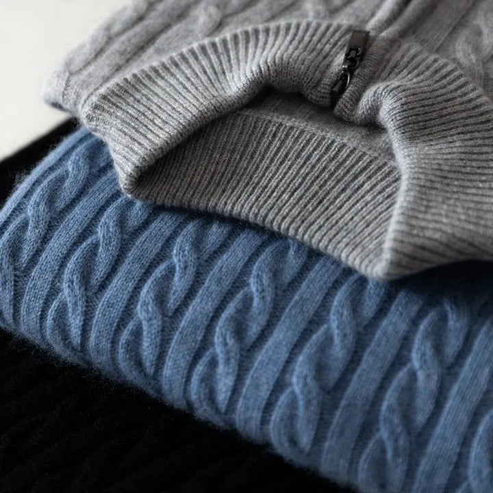 Men's Half-High Collar Zipper Knitting Sweater