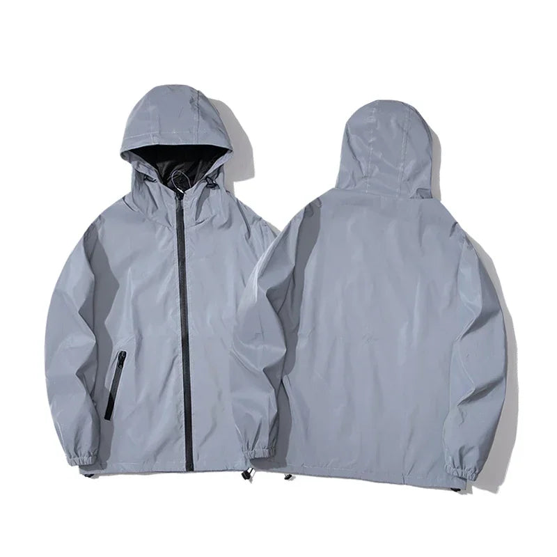 Men's Reflective Coat for Nightwear - Solid Color Polyester Fashion
