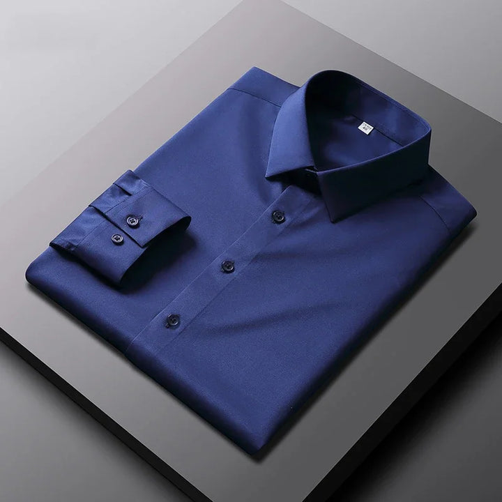Men's Casual Solid Color Long Sleeve No-Iron Work Shirt