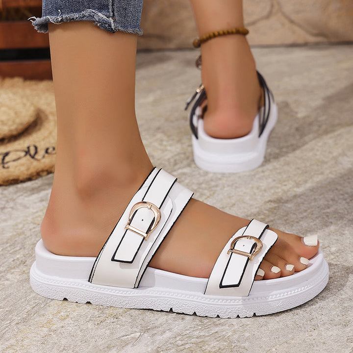 Scarlet | Women's Double Buckle Platform Slide Sandals