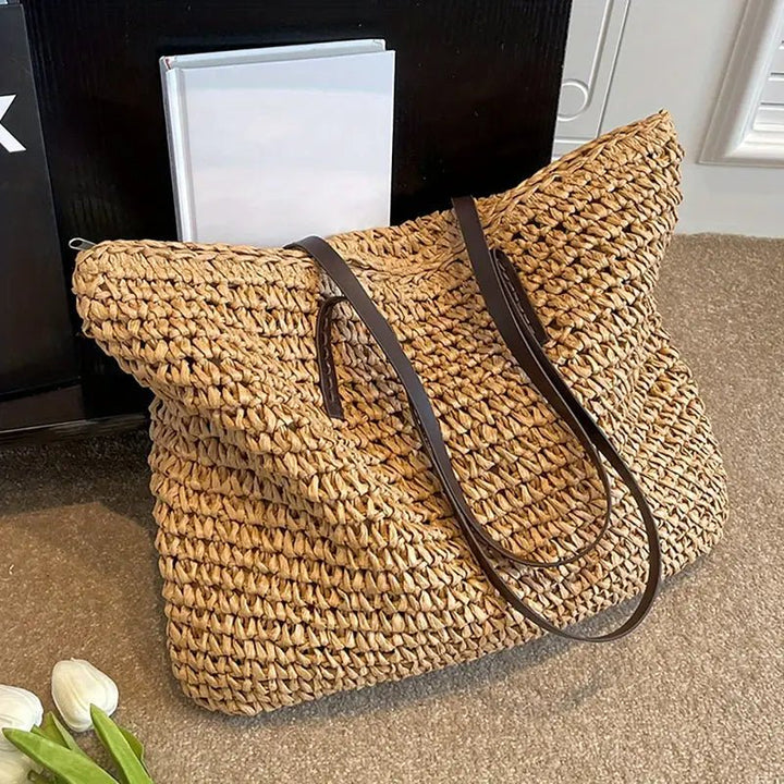 Women's Oversized Woven Straw Shoulder Tote Bag
