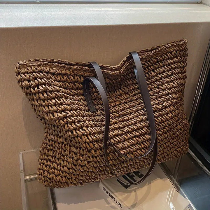 Women's Oversized Woven Straw Shoulder Tote Bag