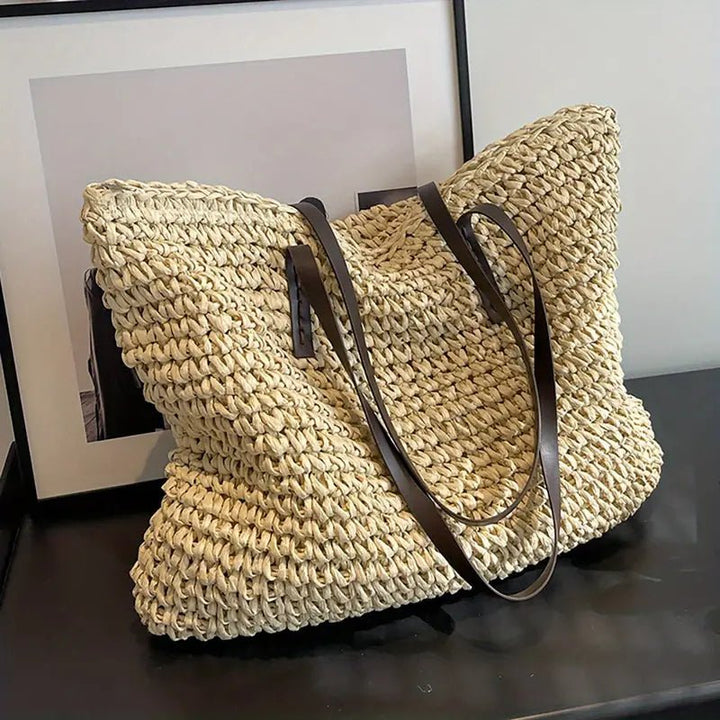 Women's Oversized Woven Straw Shoulder Tote Bag