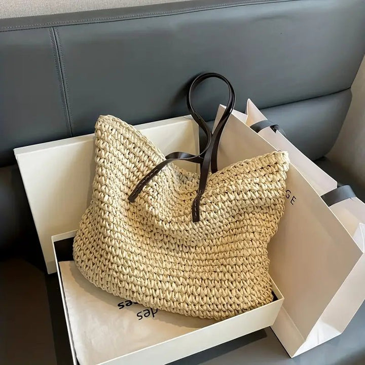 Women's Oversized Woven Straw Shoulder Tote Bag