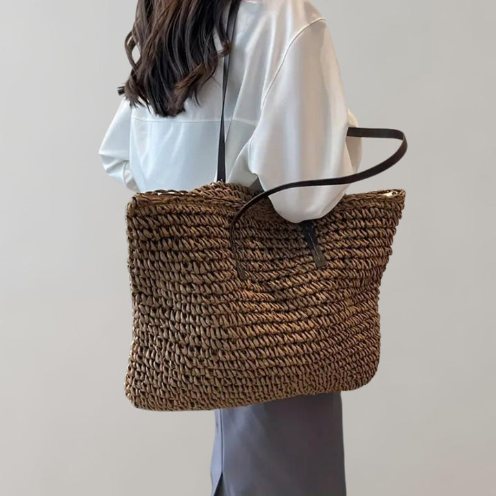 Women's Oversized Woven Straw Shoulder Tote Bag
