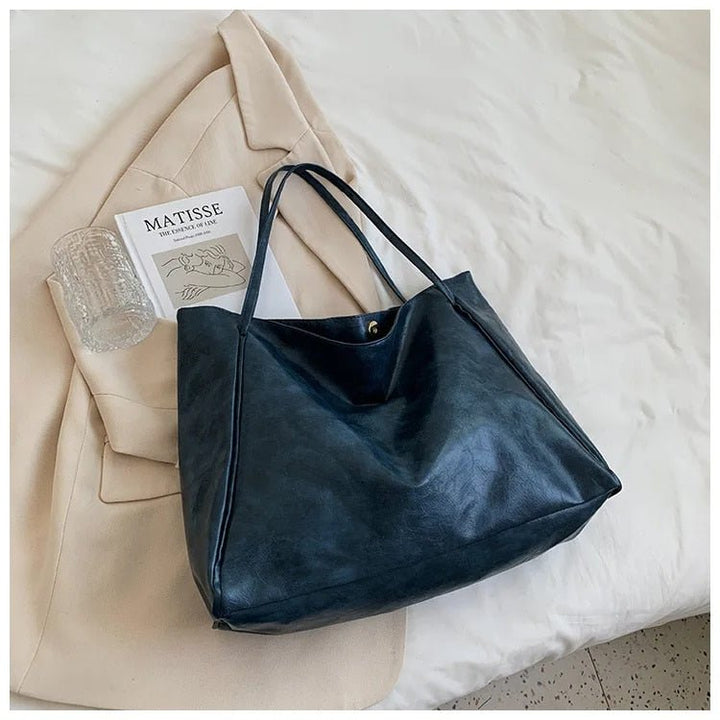 Women's Retro Large-Capacity PU Leather Tote Bag