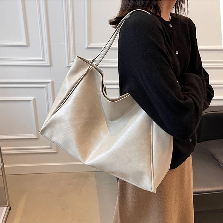 Women's Retro Large-Capacity PU Leather Tote Bag