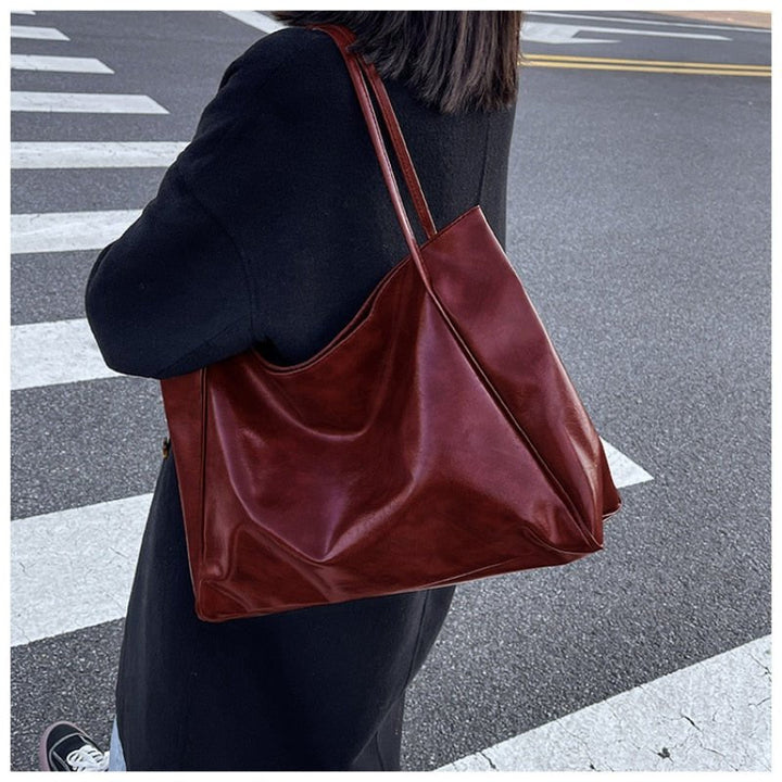 Women's Retro Large-Capacity PU Leather Tote Bag