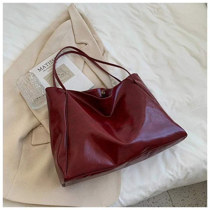 Women's Retro Large-Capacity PU Leather Tote Bag