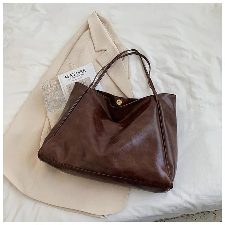 Women's Retro Large-Capacity PU Leather Tote Bag