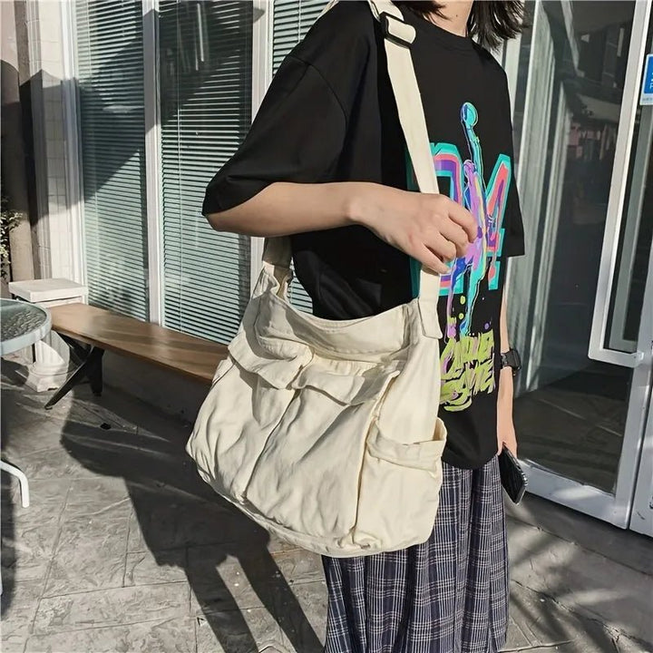 Women's Vintage Multi-Pocket Canvas Tote Bag