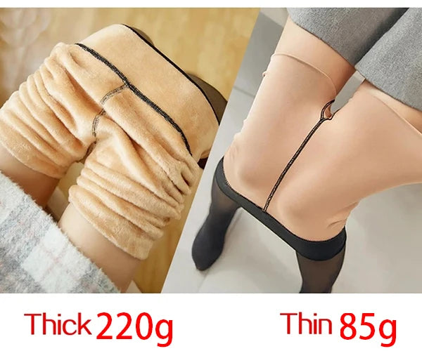 Women's Warm Stretch Thermal Sheer Fleece Leggings for Winter Streetwear