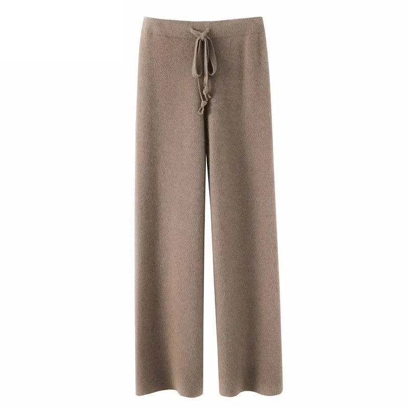 Women's Refined Knit Wide Leg Drawstring Lounge Pants