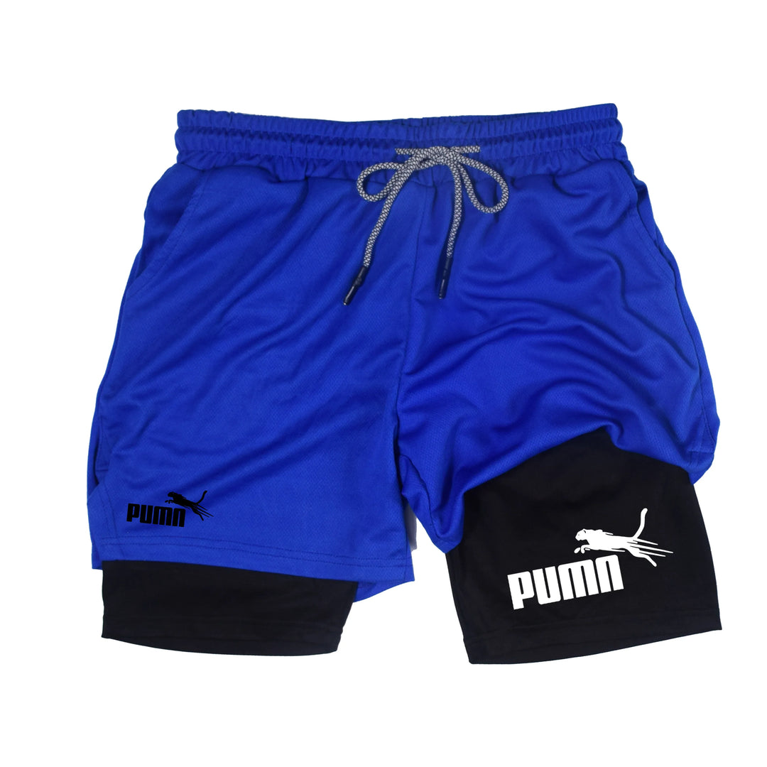 Men's Summer Breathable Two in One Compression Shorts Quick Drying M-3XL
