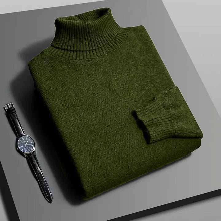 Men's High-Quality Knitted Turtleneck Sweater Slim Fit Long Sleeve