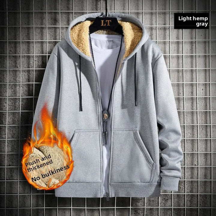 Men's Winter Windproof Hoodie - Sherpa Lined Thermal Zip Up Sweatshirt