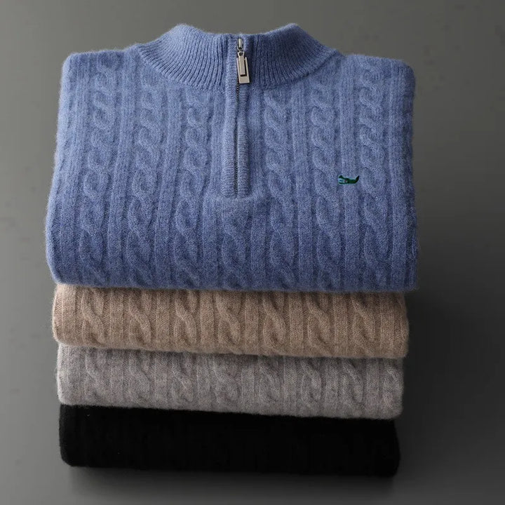 Men's Half-High Collar Zipper Knitting Sweater