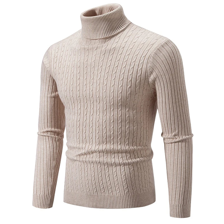 Men's Warm Casual High Neck Knitted Pullover Sweater for Winter