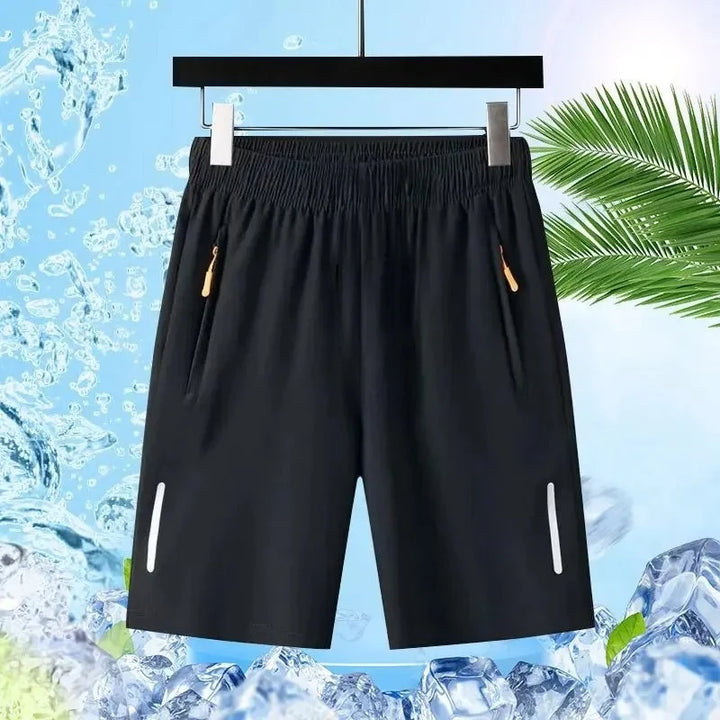 Men's Summer Quick-Dry Ice Silk Sports Shorts for Gym and Beach