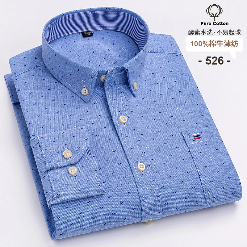 Men's Long Sleeve Cotton Oxford Plaid Button Down Casual Shirt S-7XL