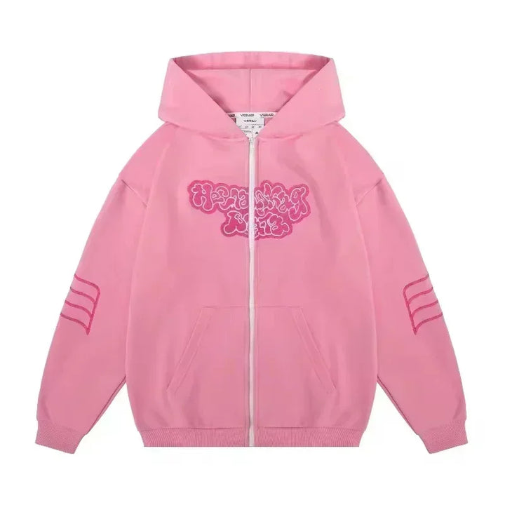 Women's Y2K Hip Hop Trend Zipper Hoodie Casual Vintage Sweatshirt