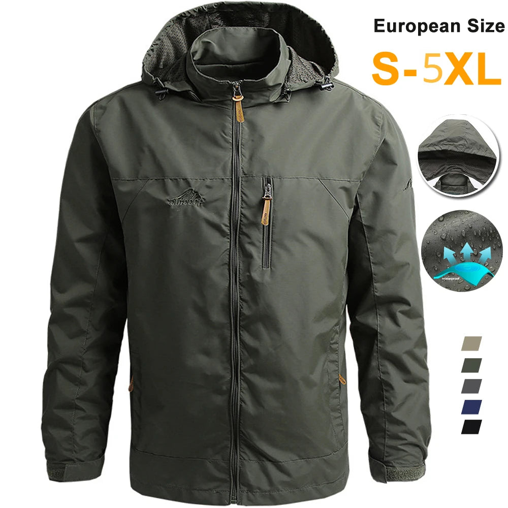 Men's Waterproof Tactical Hooded Windbreaker Coat for Winter