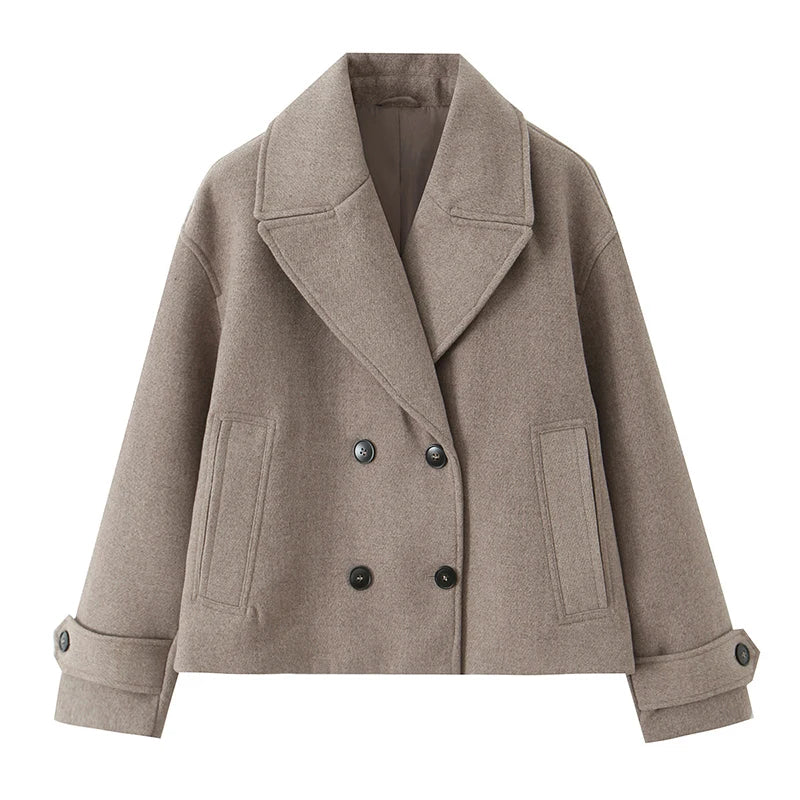 Women's Vintage Double-Breasted Trench Coat with Long Sleeves