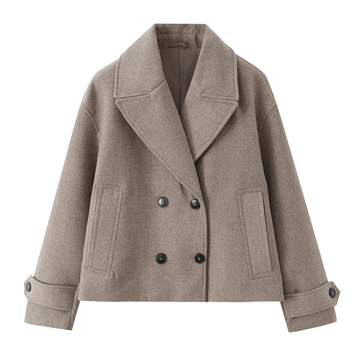 Women's Vintage Double-Breasted Trench Coat with Long Sleeves