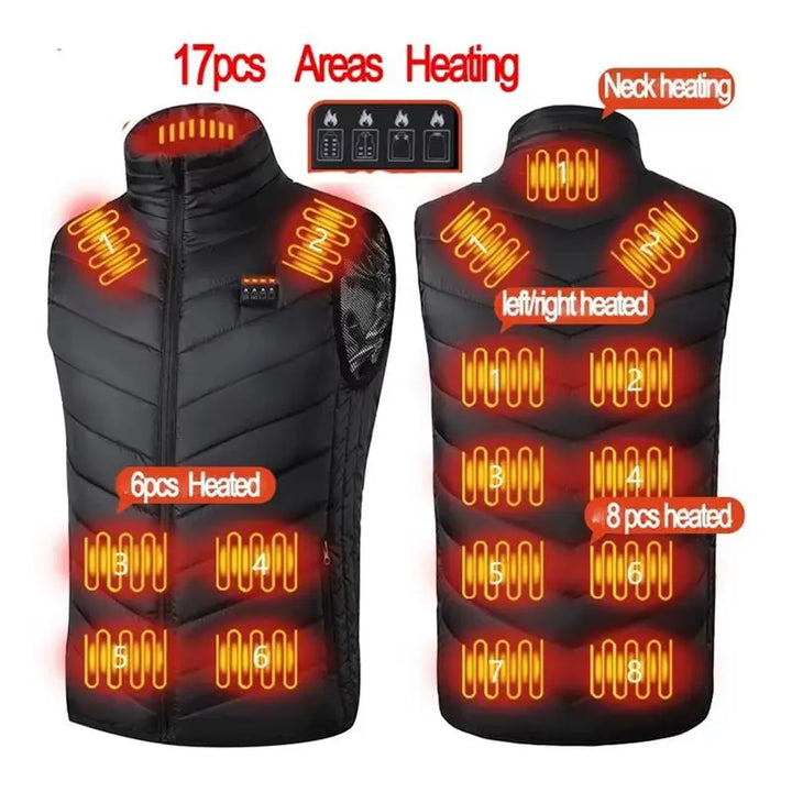 Men's USB Infrared Heated Vest with 17 Heating Zones for Winter Sports