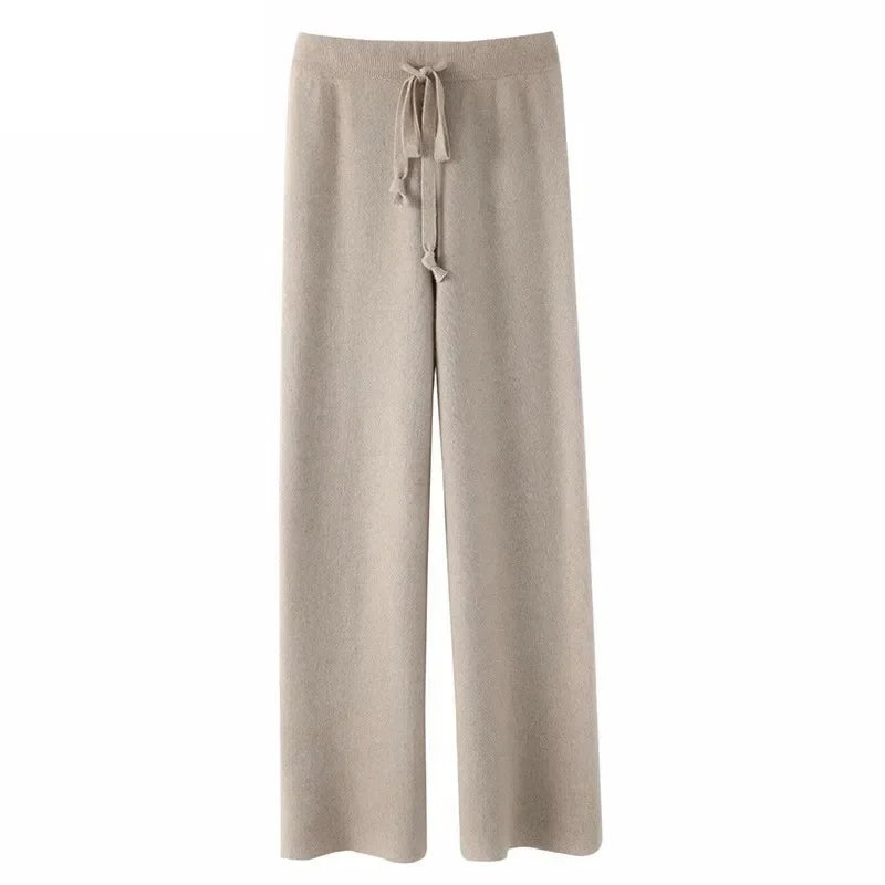 Women's Refined Knit Wide Leg Drawstring Lounge Pants