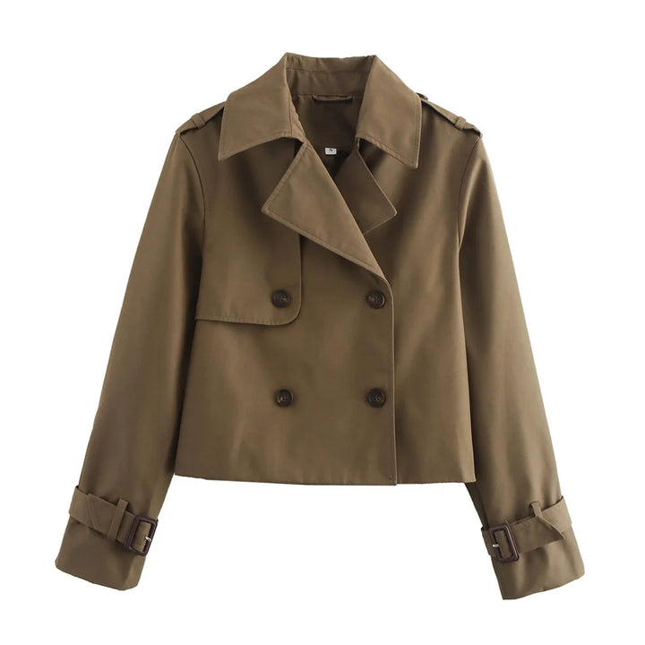 Women's Vintage Short Trench Coat for Spring Autumn Chic Style