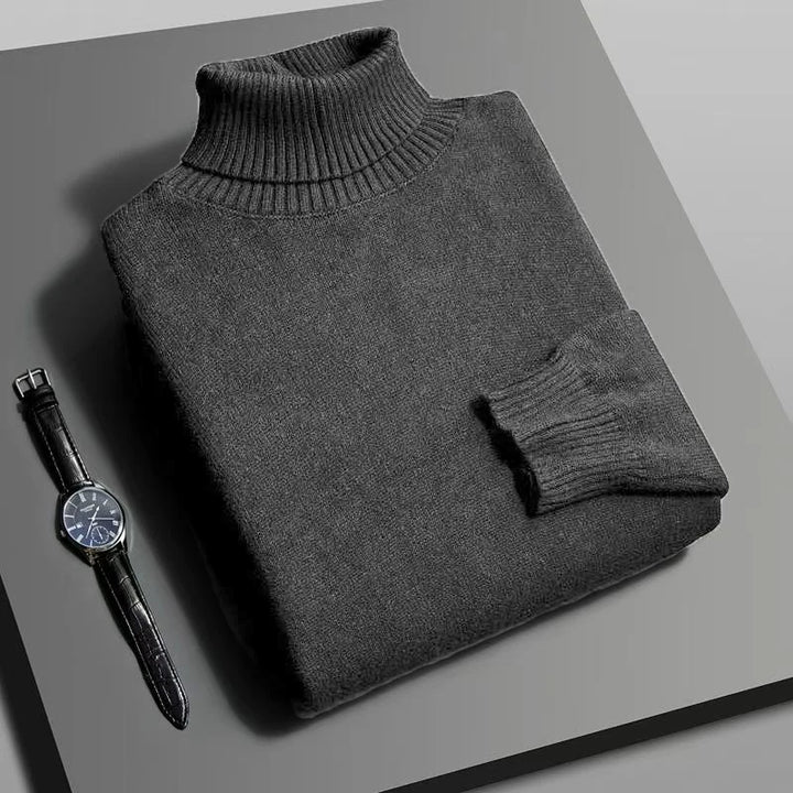 Men's High-Quality Knitted Turtleneck Sweater Slim Fit Long Sleeve
