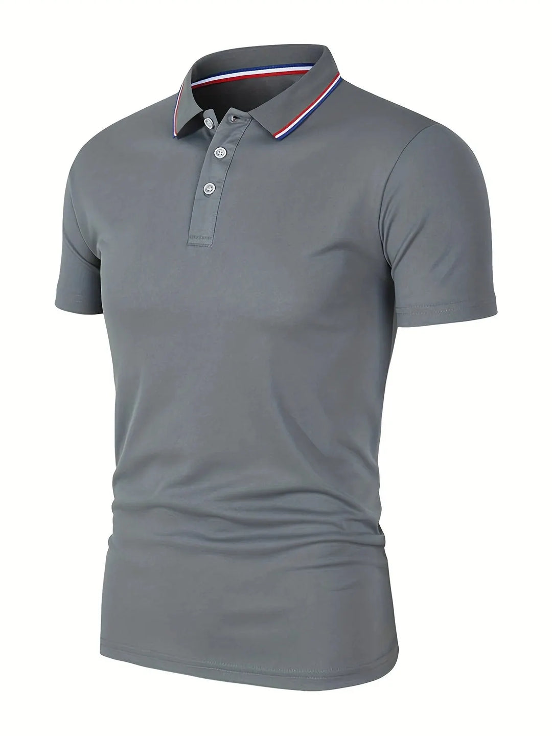 Men's Casual Breathable Solid Color Short Sleeve Polo Shirt