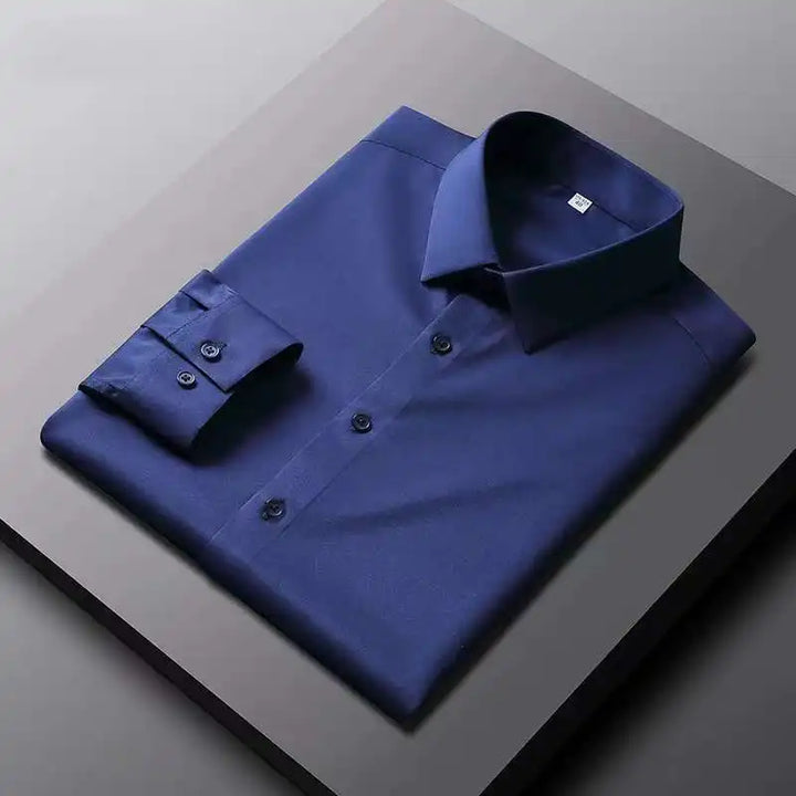Men's Casual Solid Color Long Sleeve No-Iron Work Shirt