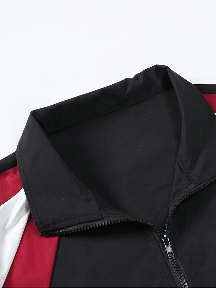 Men's Lightweight Color Block Coat, Casual Travel Windproof Wear-Resistant