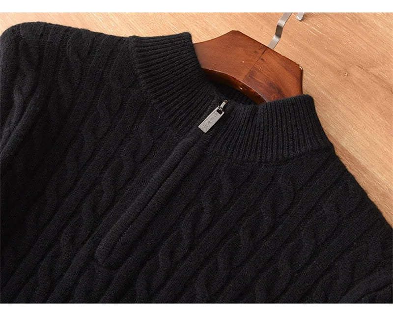 Men's Half-High Collar Zipper Knitting Sweater