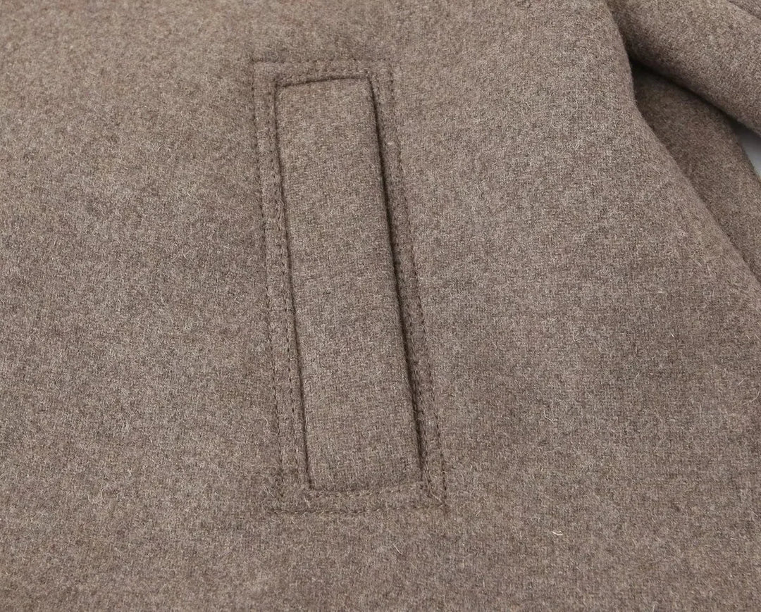 Women's Casual Fashionable Long Sleeve Button-Up Wool Jacket with Pockets