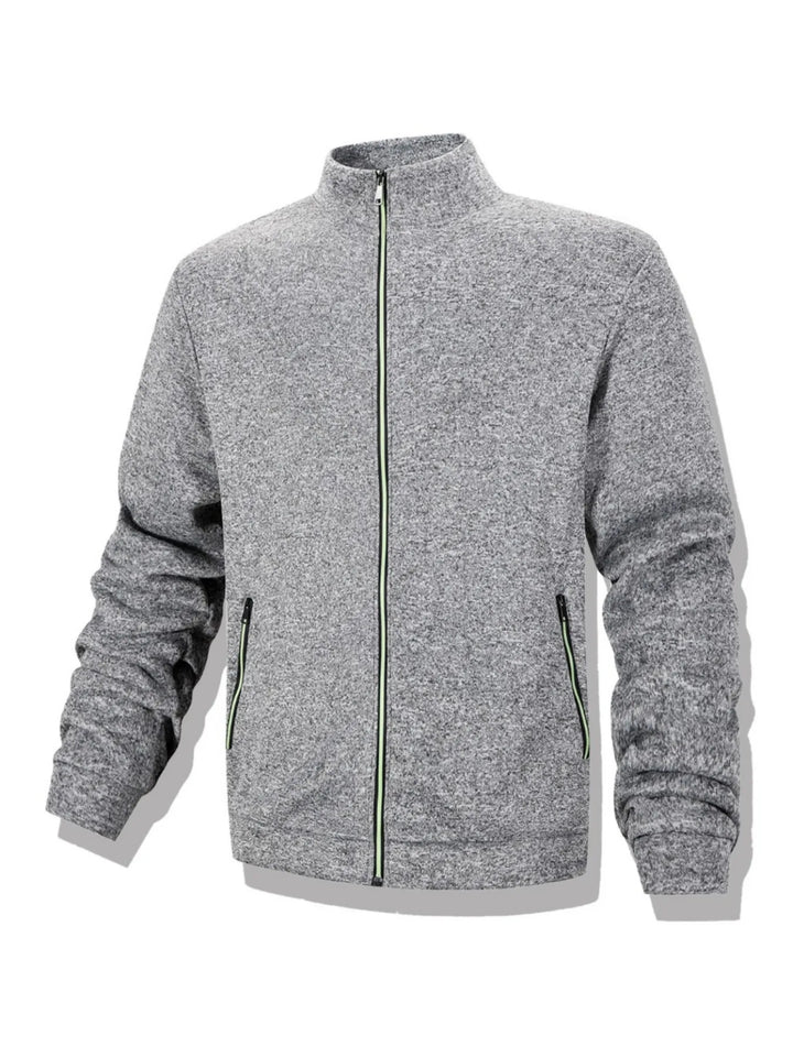 Men's Casual Full Zip Stand Collar Sweatshirt Coat for Autumn Winter