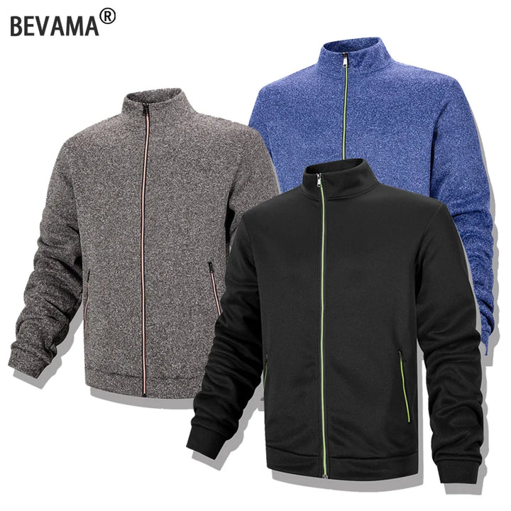Men's Casual Full Zip Stand Collar Sweatshirt Coat for Autumn Winter